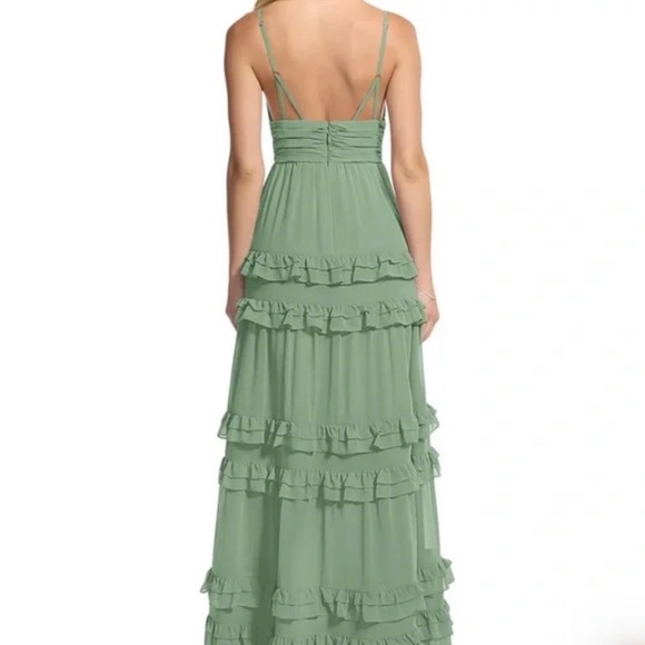 Azazie Rachel Chiffon Matcha Dress - Picture 3 of 4
